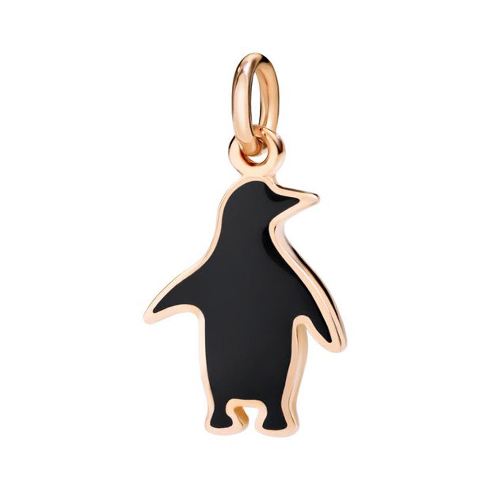 Charm Pinguino In Oro Rosa 9 kt e Smalto Nero Dodo