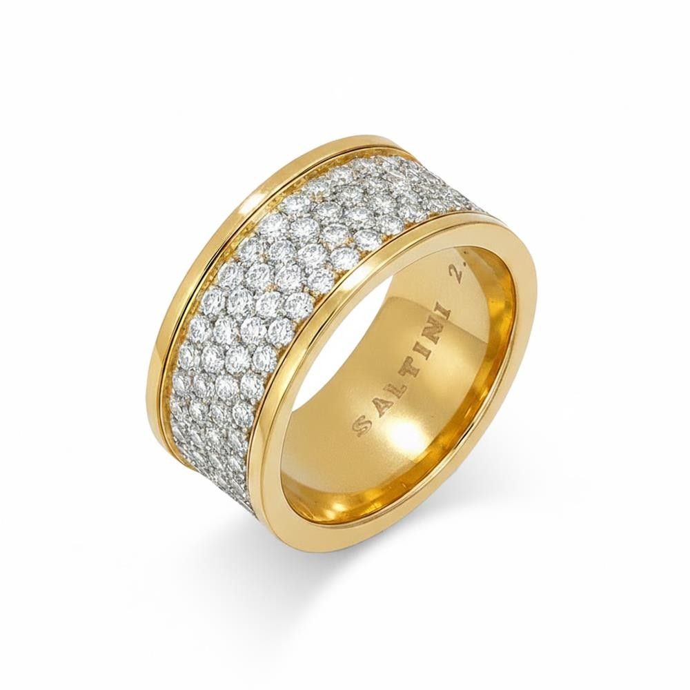 Anello a Fascia in Oro Rosa 18 Kt e Diamanti