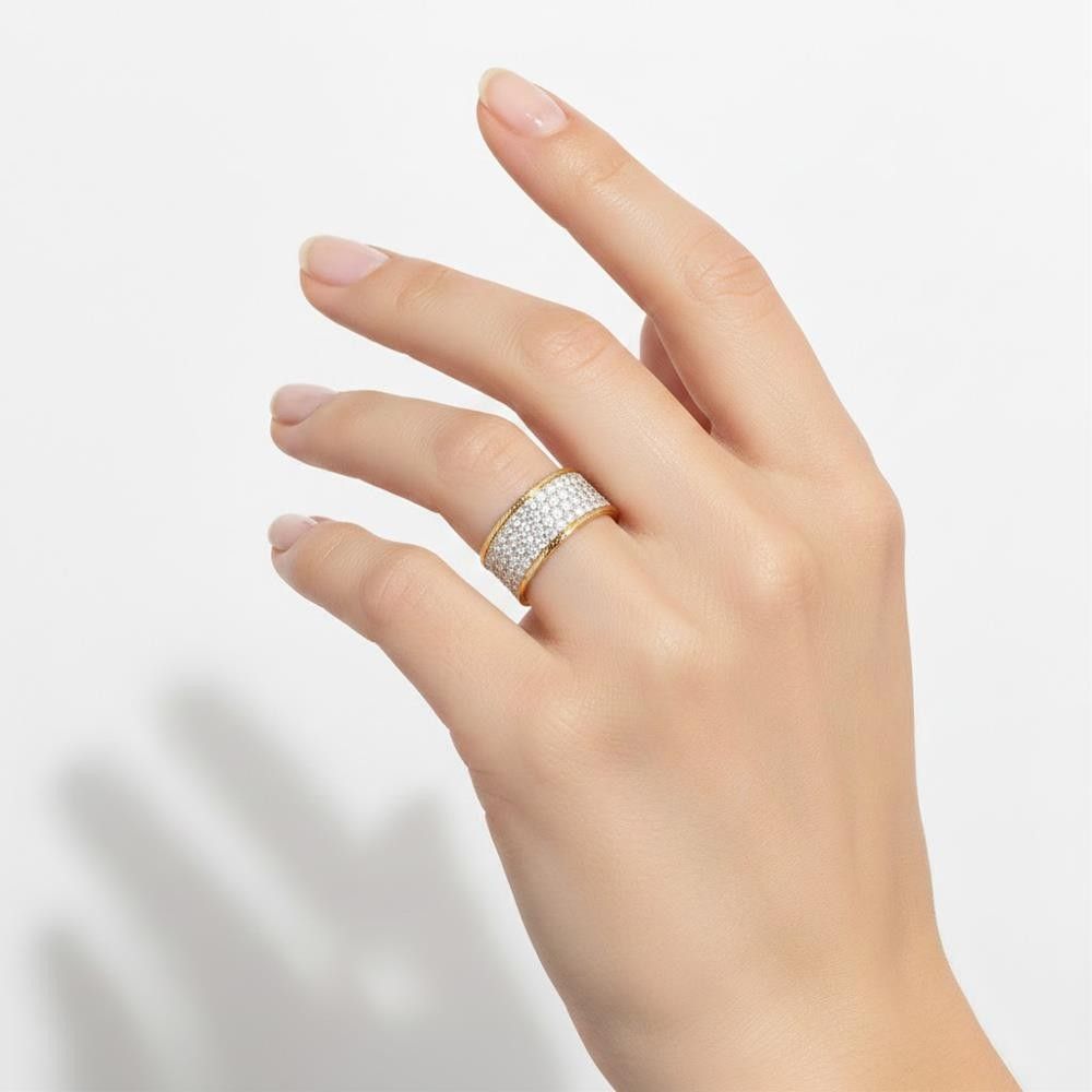 Anello a Fascia in Oro Rosa 18 Kt e Diamanti