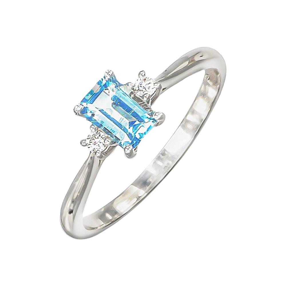 Anello Acquamarina in Oro Bianco 18 Kt e Diamanti