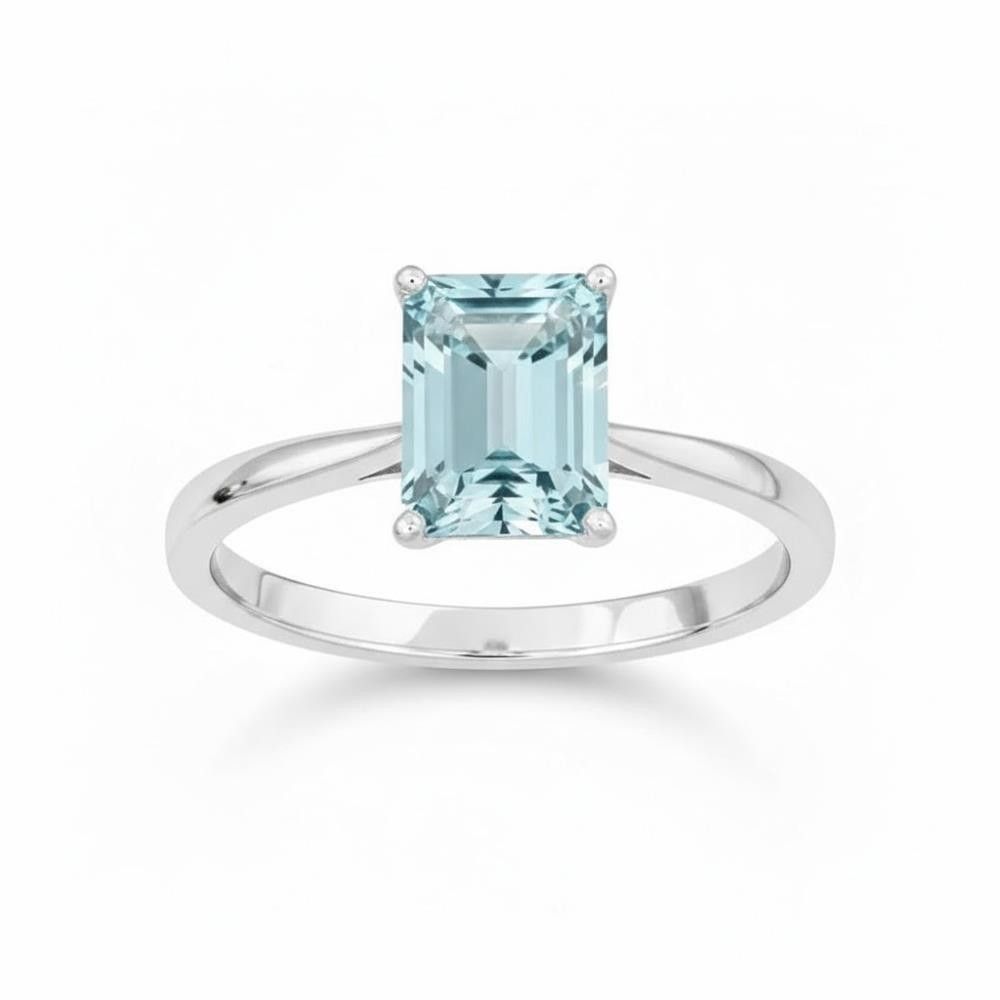 Anello Acquamarina in Oro Bianco 18 Kt