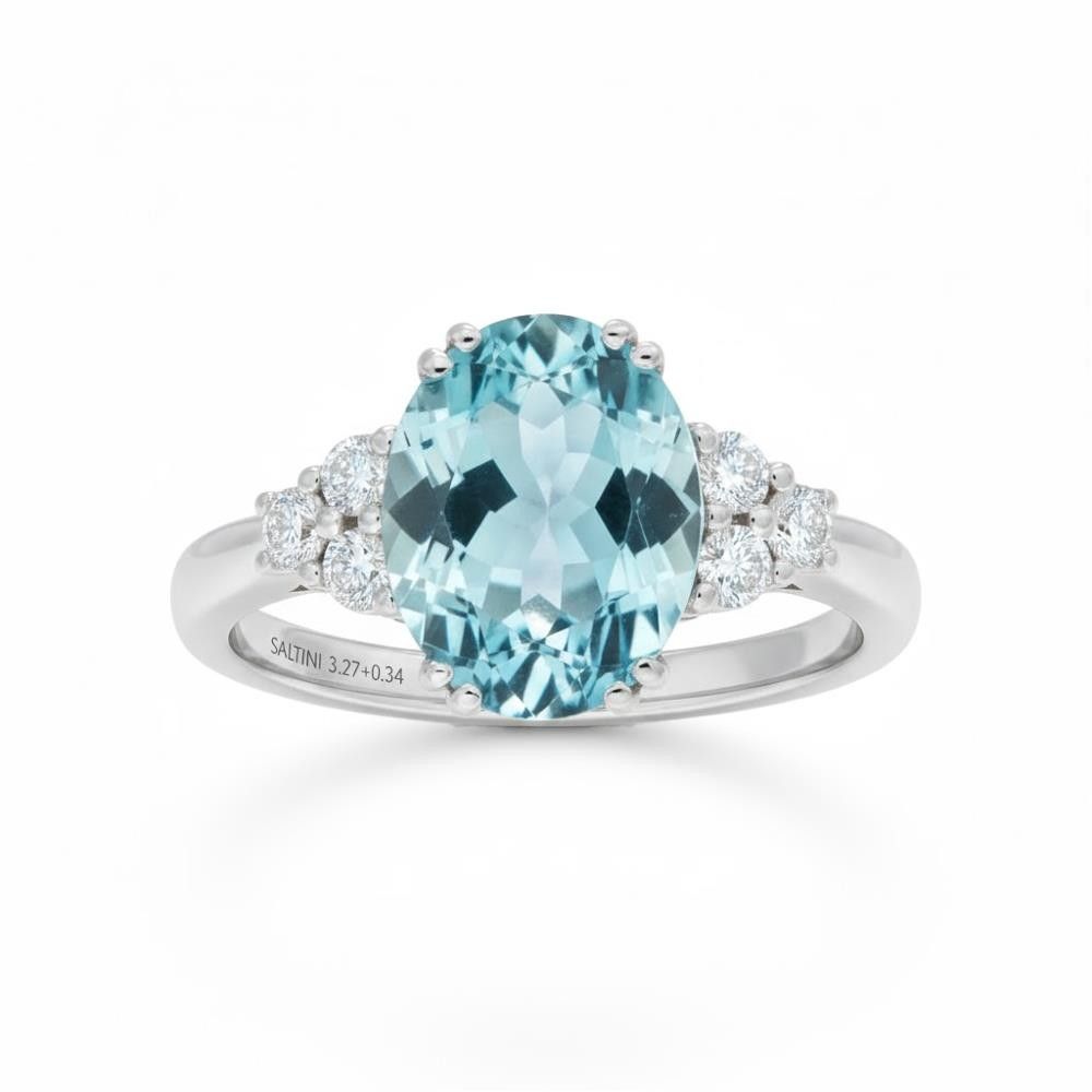 Anello Acquamarina Oro Bianco e Diamanti