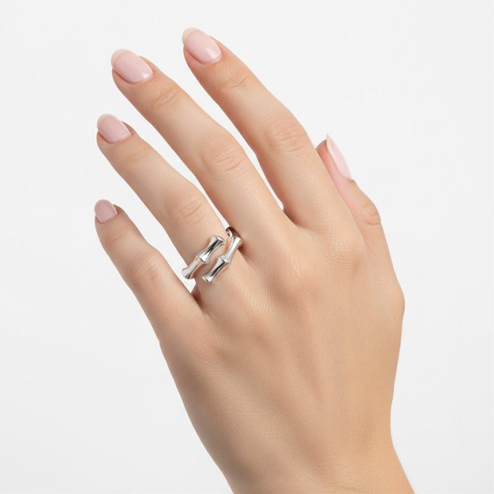Anello Bamboo in Oro Bianco 18 Kt