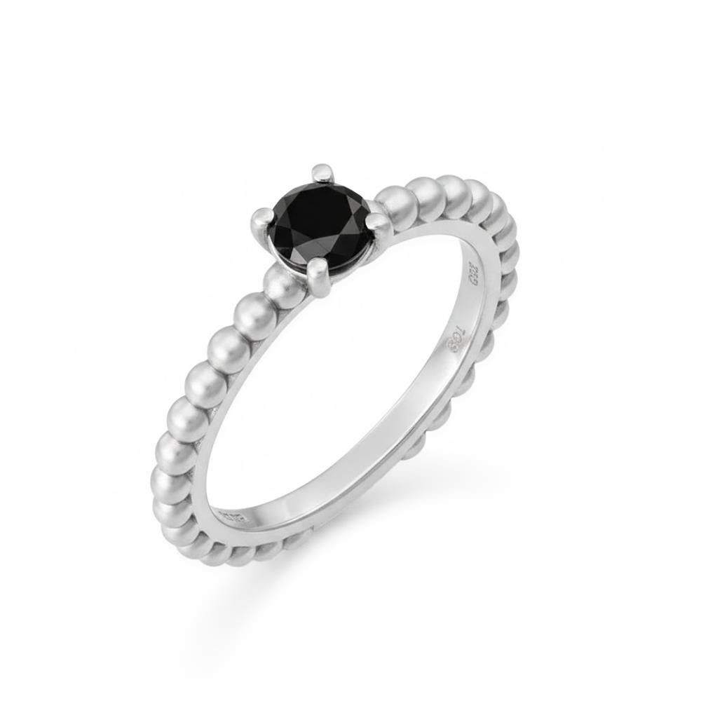 Anello Bollicine in Oro Bianco 18 Kt e Diamante Fanchy Black