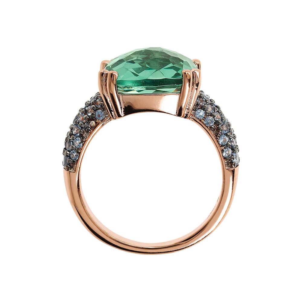 Anello Bronzallure Cocktail con Nano Cristallo Quadrato e Pavé