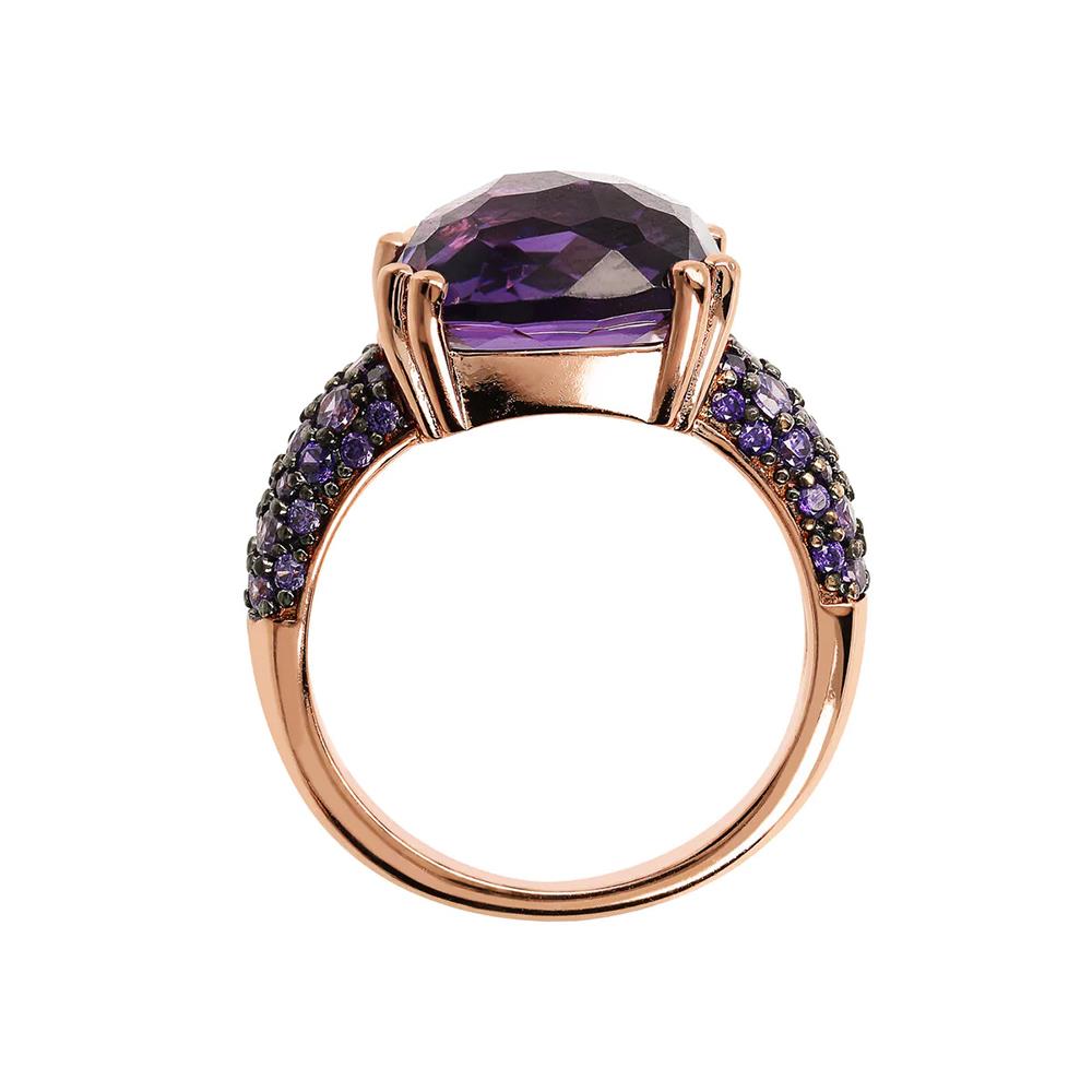 Anello Bronzallure Preziosa Cocktail con Prisma Gem Quadrata e Pavé