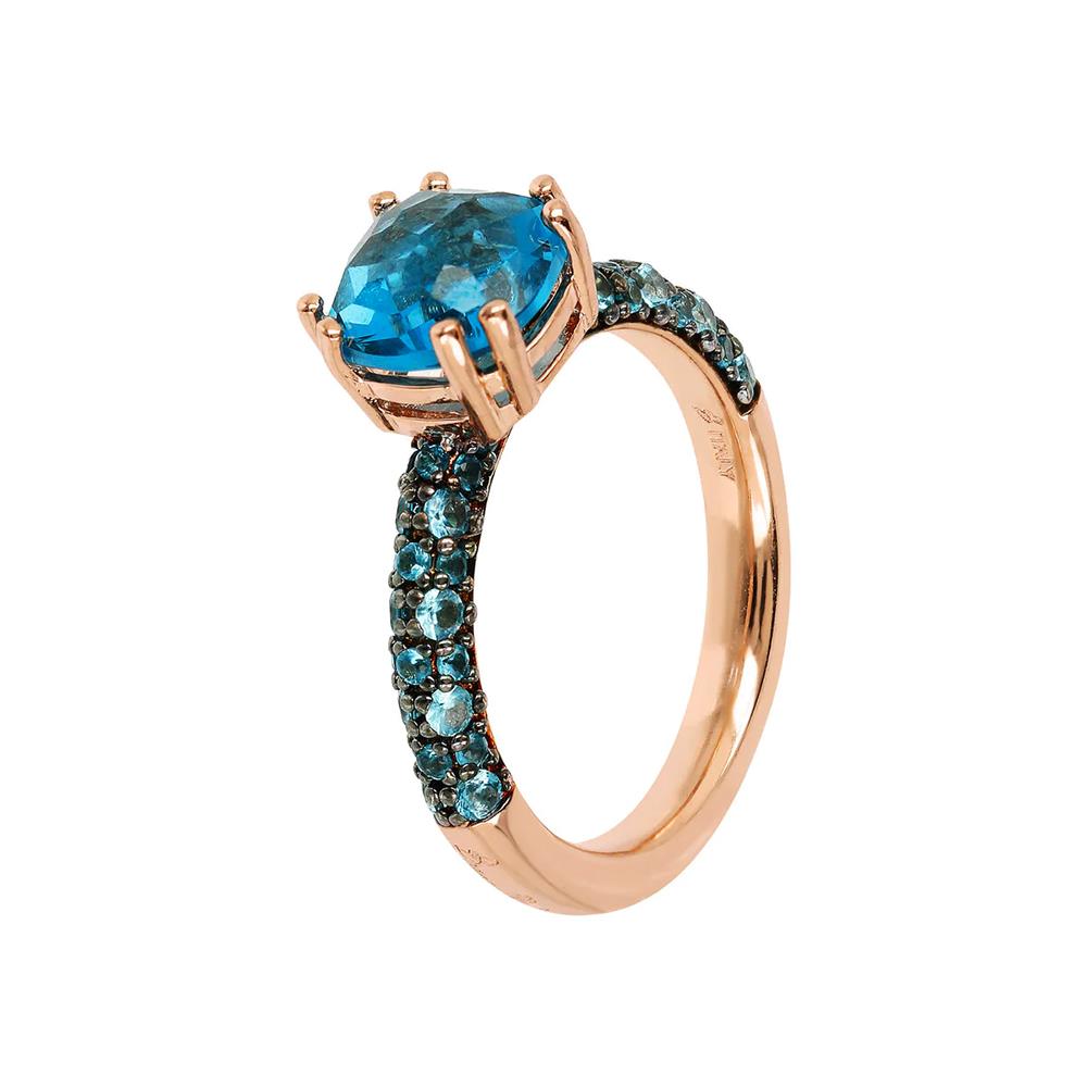 Anello Bronzallure Preziosa Solitario con Prisma Gem Quadrata e Pavé