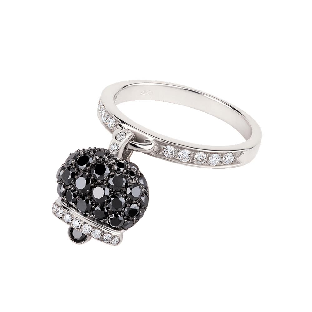 Anello Chantecler Campanelle oro bianco 18 kt e pavè di diamanti neri