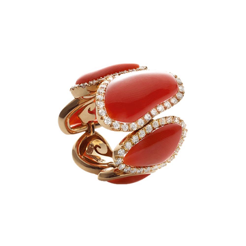 Anello Chantecler Enchanté Oro KT 18 Corallo Rosso