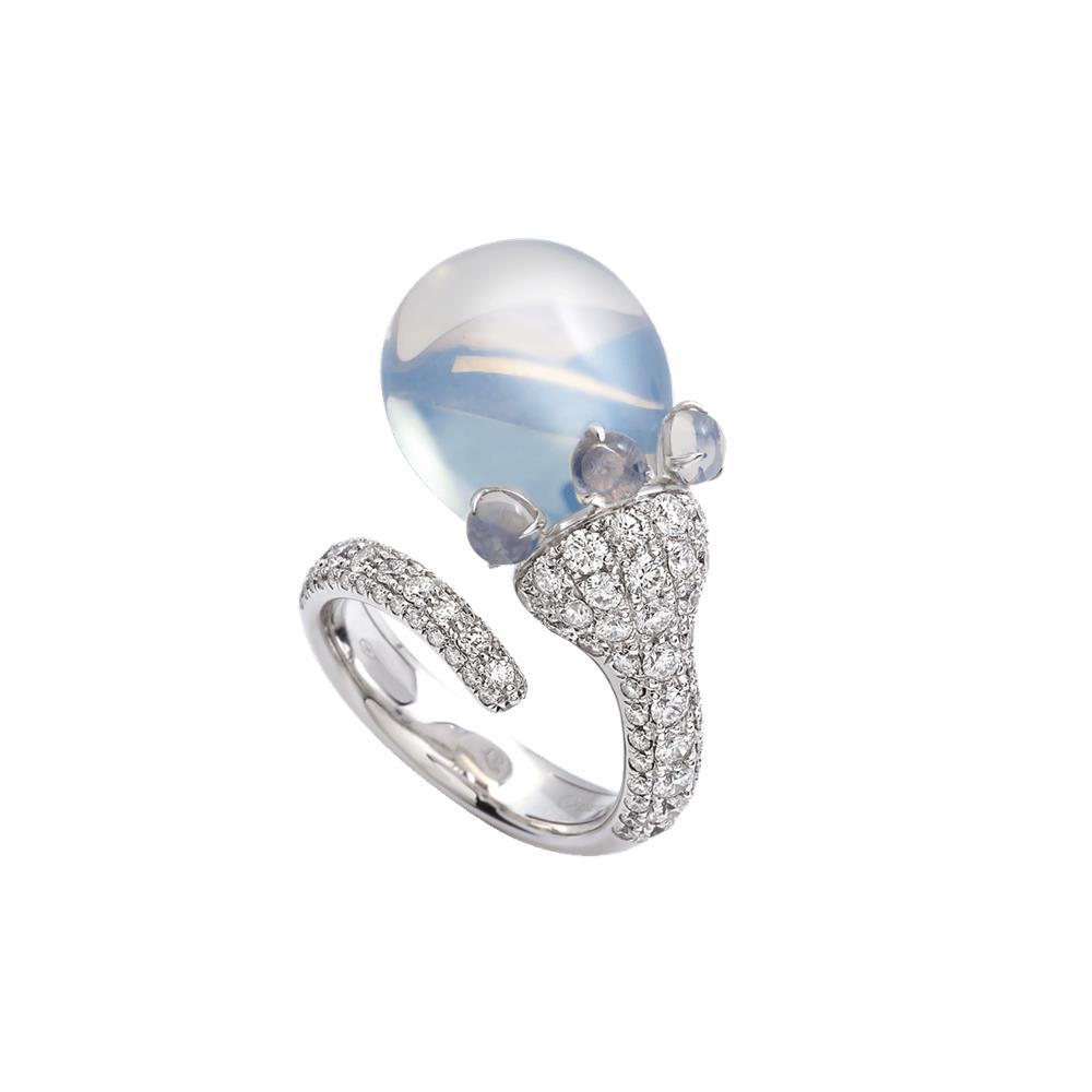 Anello Chantecler Joyful In Oro Bianco 18Kt Color Milky
