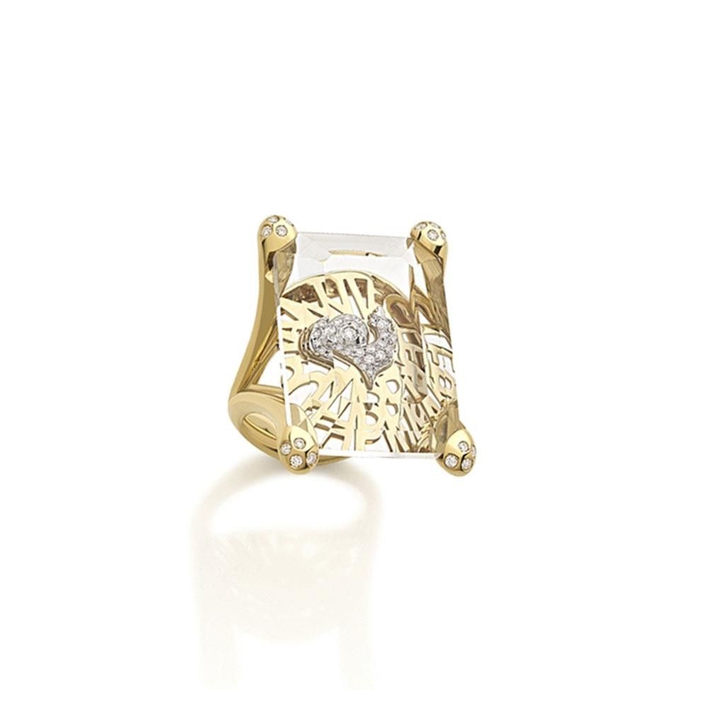 Anello Chantecler Logo In Oro Giallo 18 Kt