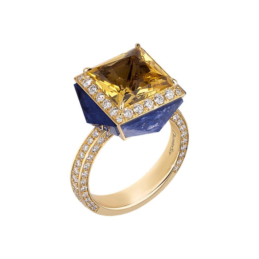 Anello Chantecler Oro KT 18 Piazzetta Berillo Giallo