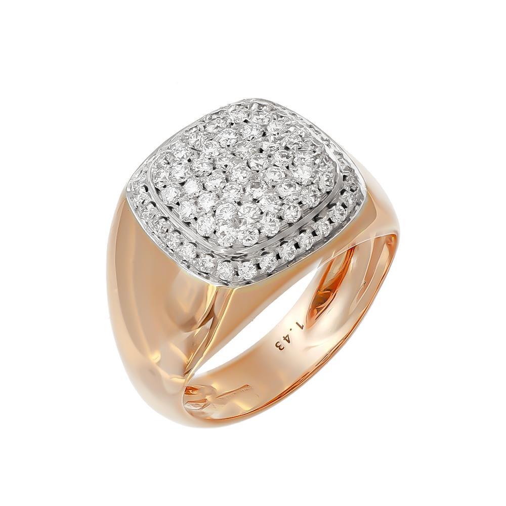 Anello Chevaleir in Oro Bianco e Rosa 18 Kt e Pavè di Diamanti