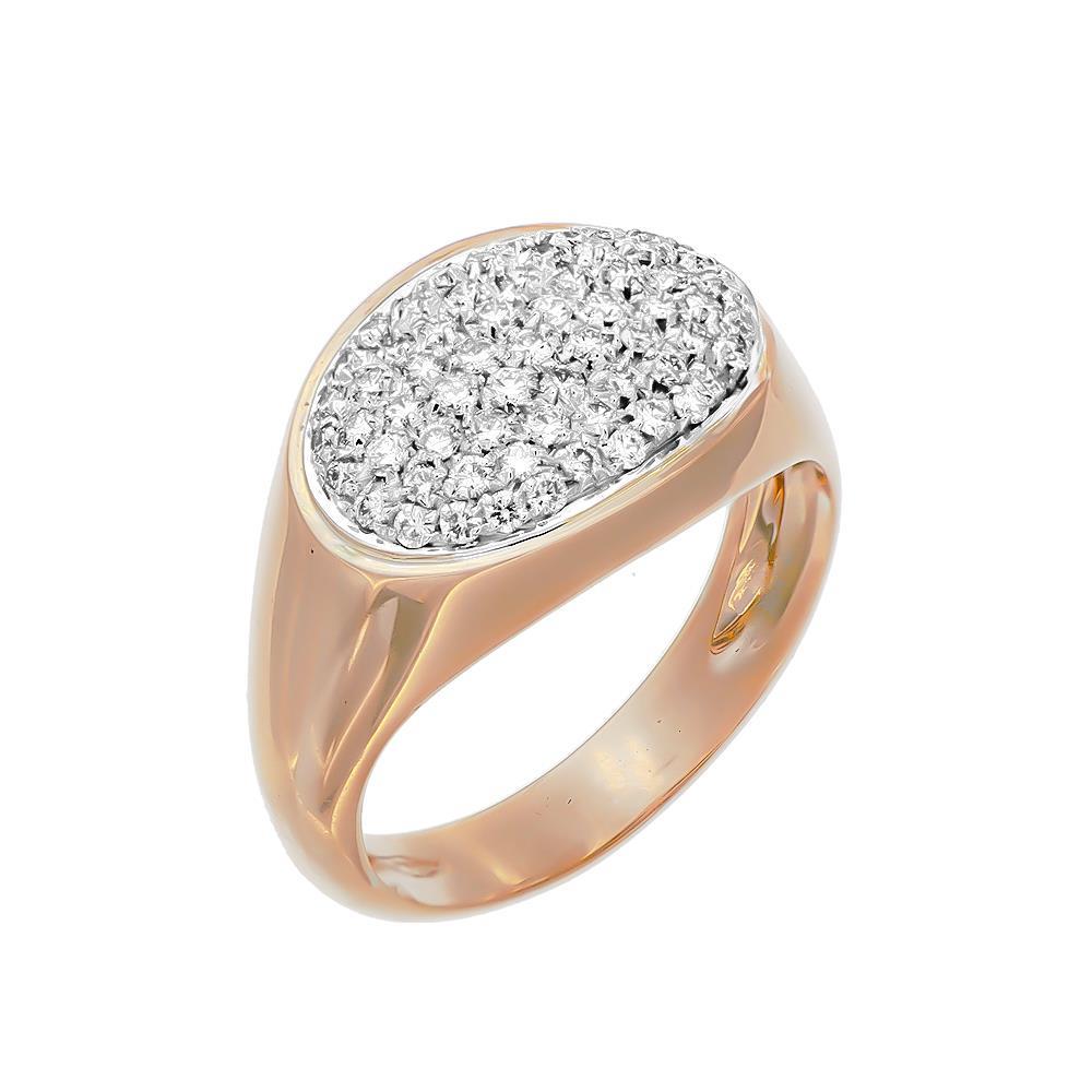 Anello Chevaleir in Oro Bianco e Rosa 18 Kt e Pavè di Diamanti