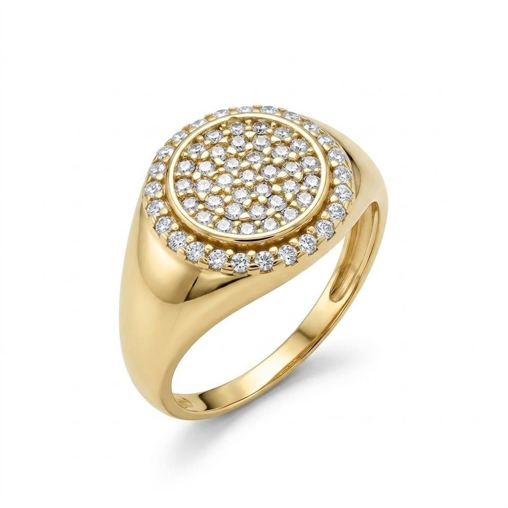 Anello Chevalier in Oro Giallo 18 Kt e Cubic Bianca