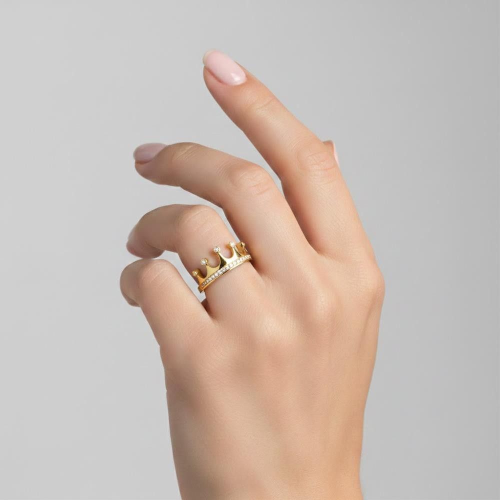 Anello Corona in Oro Rosa 18 Kt e Diamanti