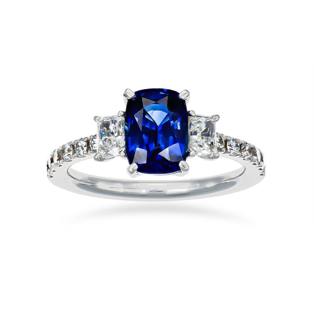 Anello Crivelli in Oro Bianco 18 kt Diamanti e Zaffiro Blu