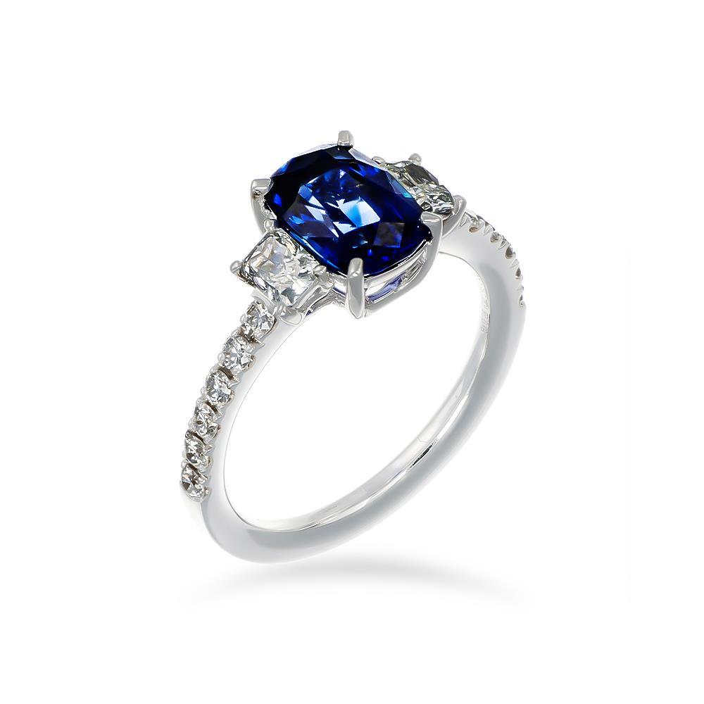Anello Crivelli in Oro Bianco 18 kt Diamanti e Zaffiro Blu