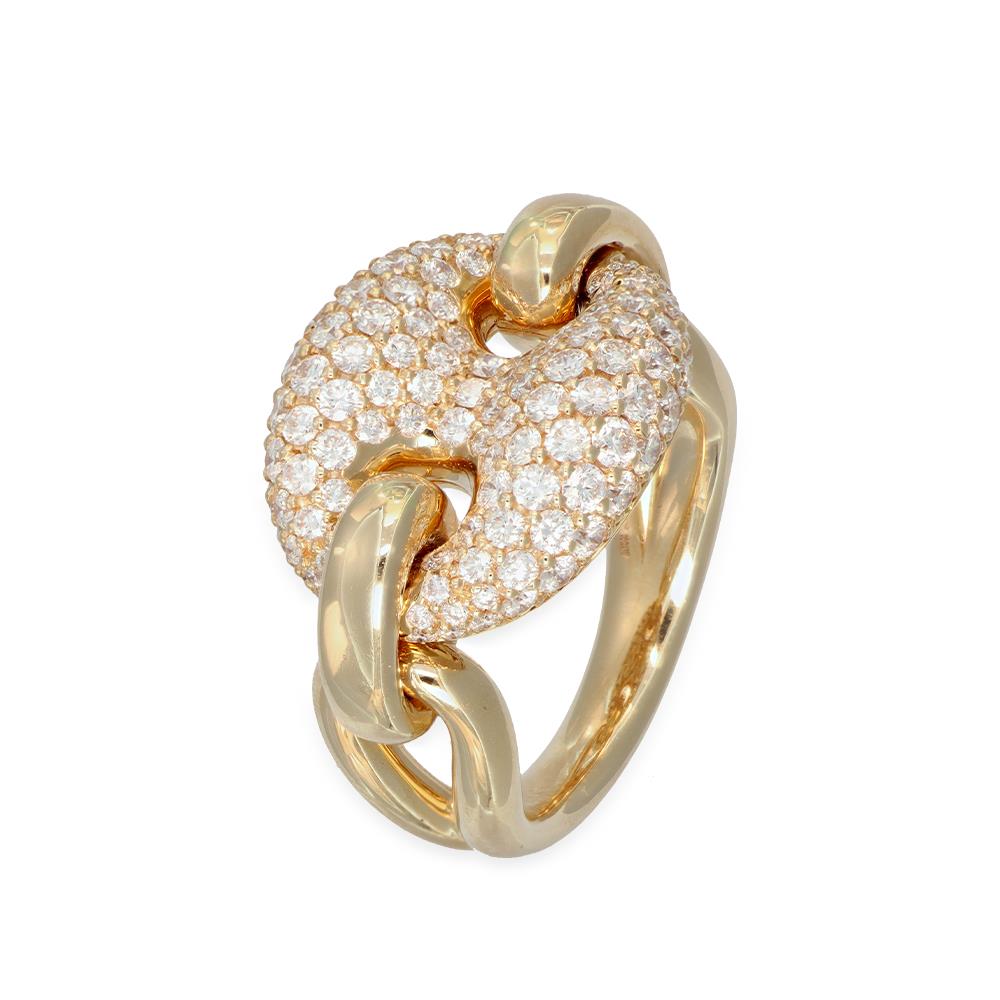 Anello Crivelli in Oro Giallo 18 Kt e Pavè di Diamanti