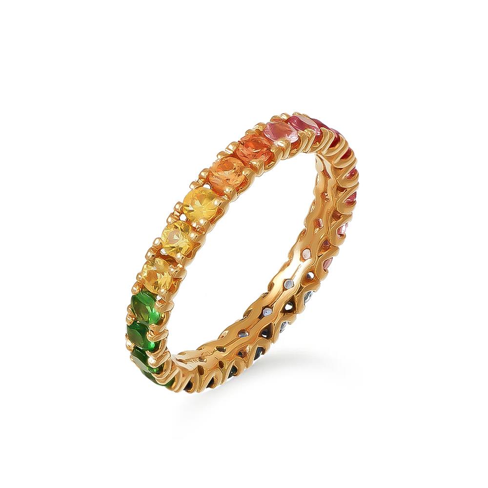 Anello Crivelli Rainbow in Oro Giallo 18 Kt e Pietre Preziose