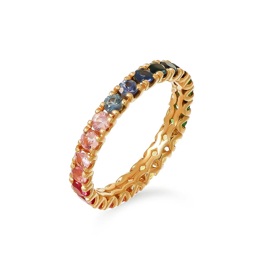 Anello Crivelli Rainbow in Oro Giallo 18 Kt e Pietre Preziose