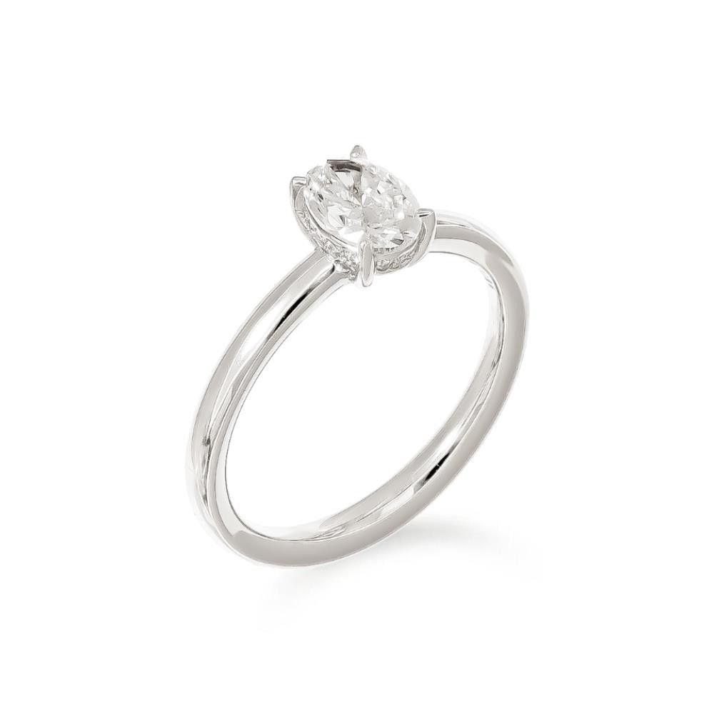 Anello Crivelli Solitario in Oro Bianco 18 Kt e Diamanti