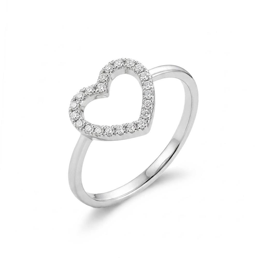 Anello Cuore in Oro Bianco 18 Kt e Cubic Bianca