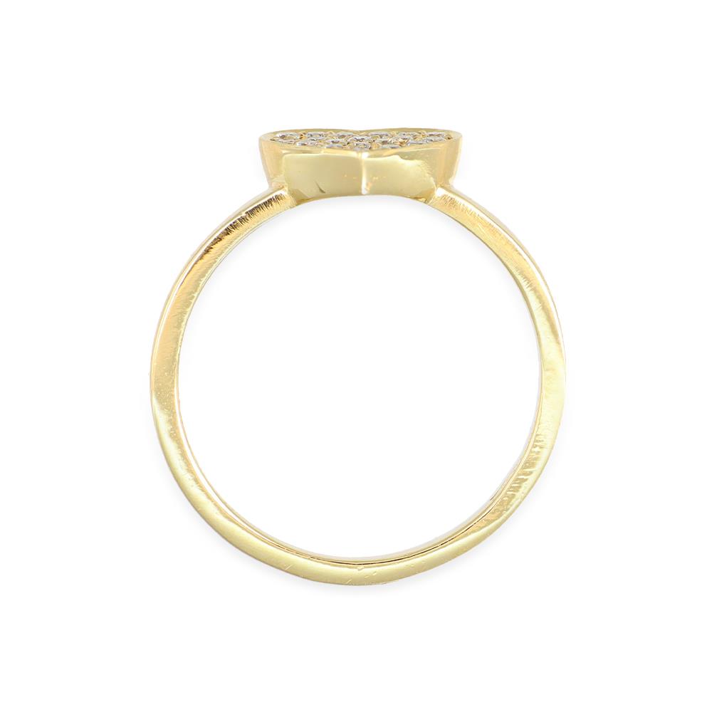 Anello Cuore in Oro Giallo 18 Kt e Diamanti