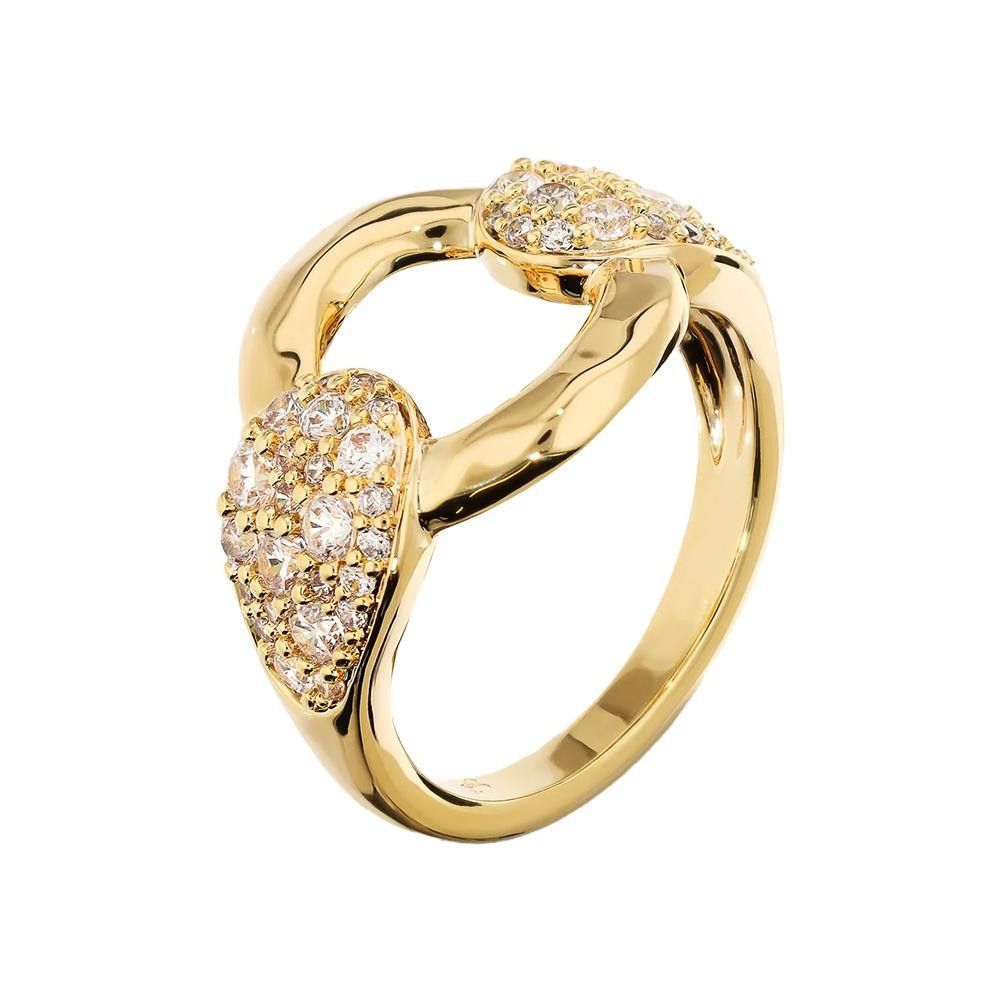 Anello Etrusca a Fascia con Maglia Martellata e Pavé di Cubic Zirconia