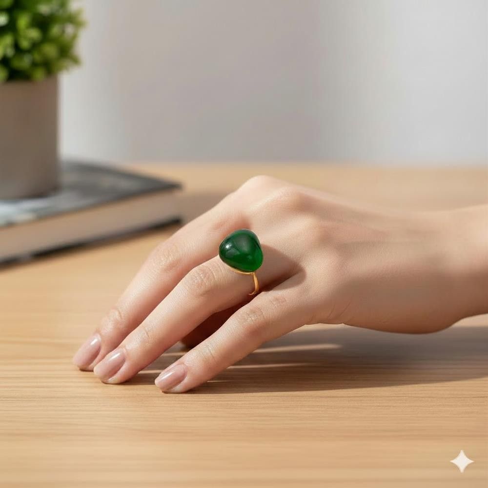 Anello Evanueva in Oro Giallo 18 Kt e Hydro Smeraldo