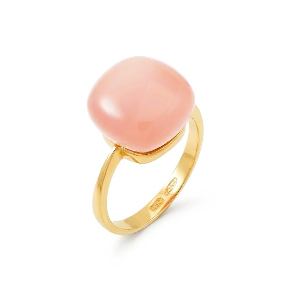 Anello Evanueva in Oro Giallo 18 Kt e Quarzo Rosa