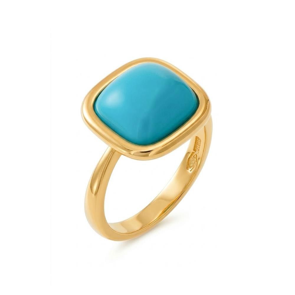 Anello Evanueva in Oro Giallo 18 Kt e Turchese Naturale