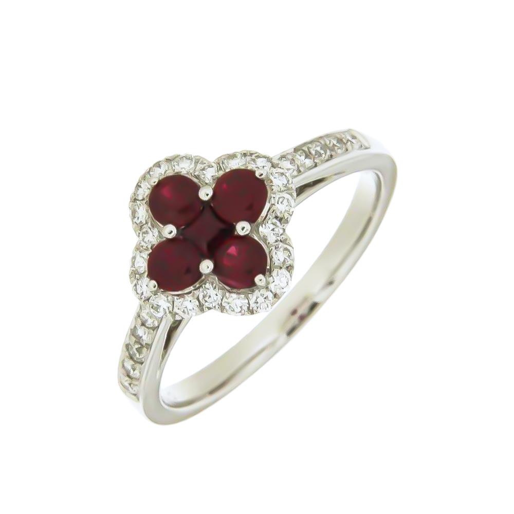 Anello Giorgio Visconti in Oro Bianco 18 Kt Rubini e Diamanti