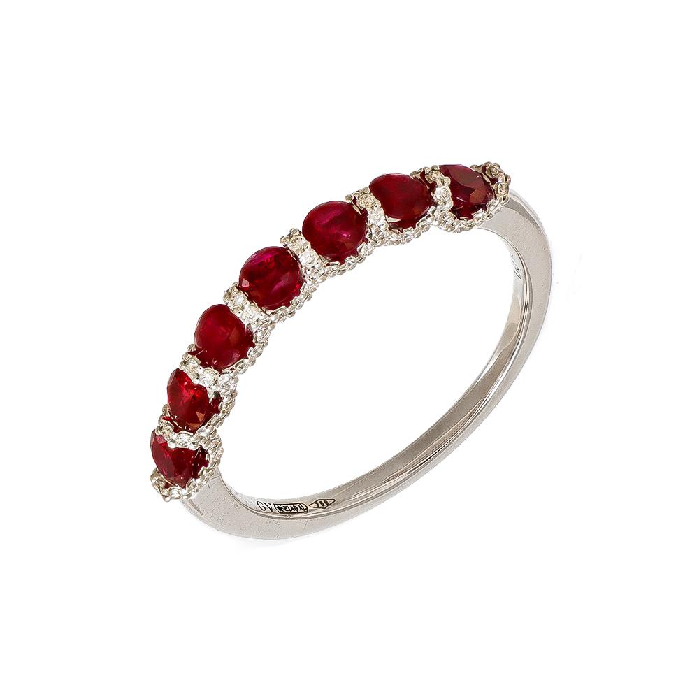 Anello Giorgio Visconti in Oro Bianco 18 Kt Rubini e Diamanti