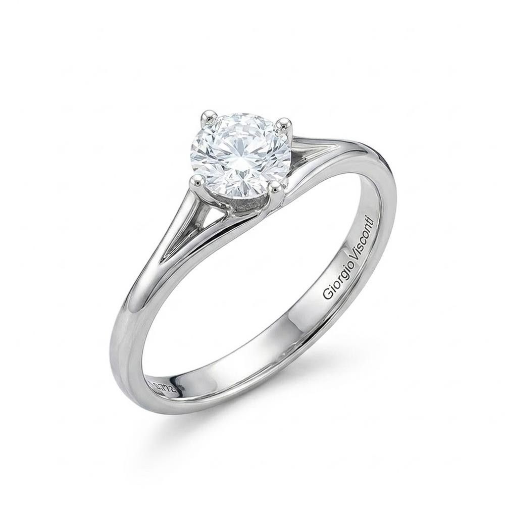 Anello Giorgio Visconti Solitario in Oro Bianco 18 Kt e Diamanti