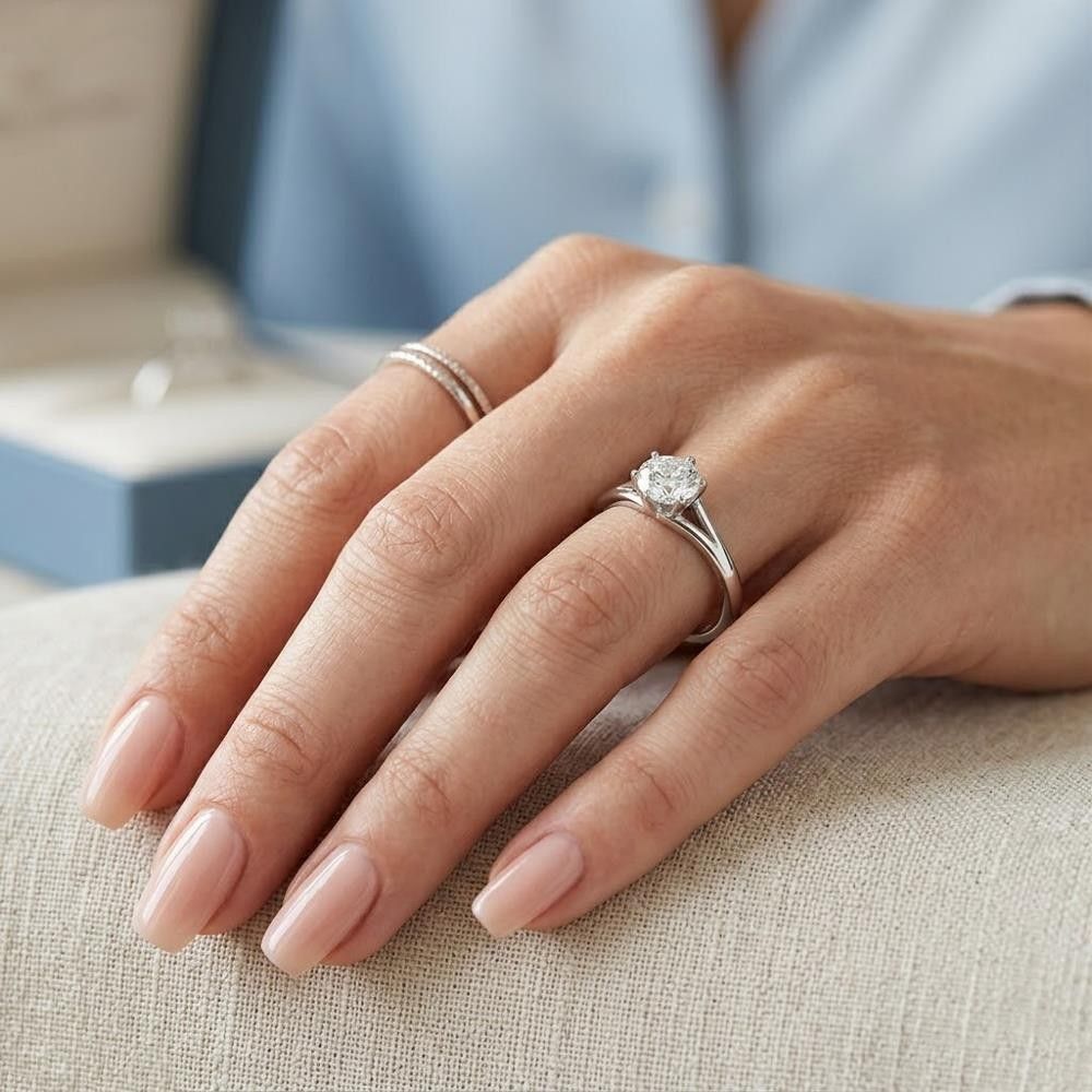 Anello Giorgio Visconti Solitario in Oro Bianco 18 Kt e Diamanti