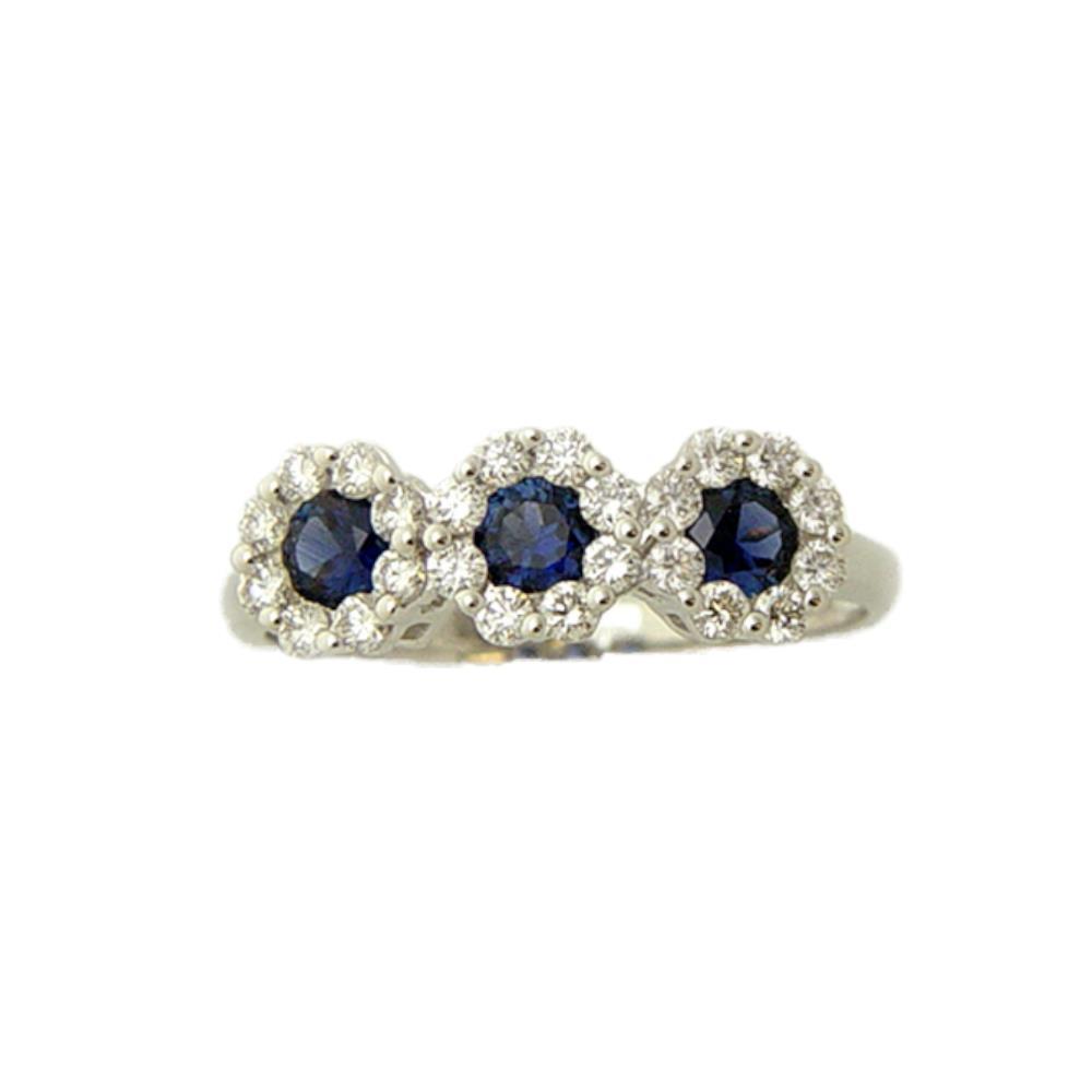 Anello Giorgio Visconti Trilogy in Oro Bianco 18 Kt Diamanti e Zaffiri Blu
