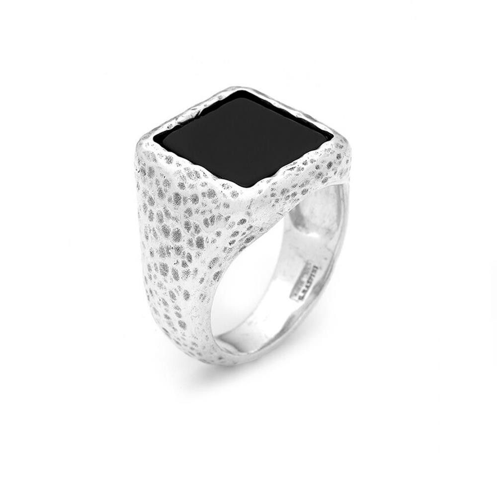 Anello Giovanni Raspini Martellato Quadrato Onice Grande mis. 22