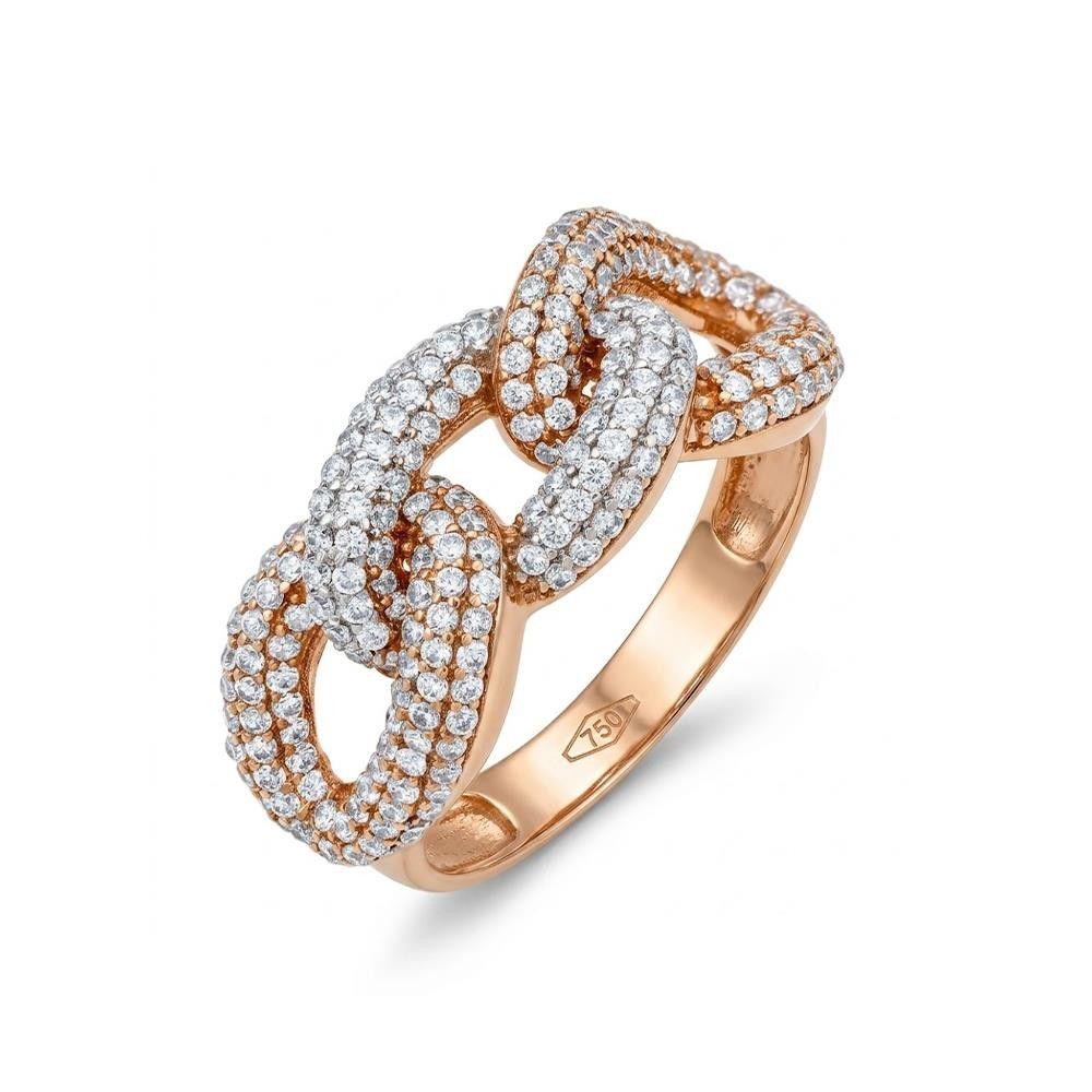 Anello Groumette in Oro Rosa 18 Kt e Cubic Bianca