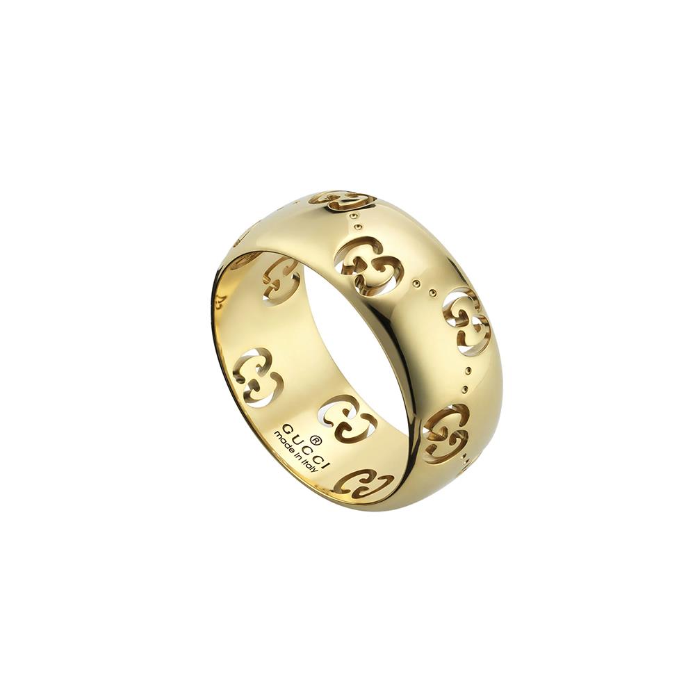 Anello Gucci Icon GG 18 carati Large in Oro Giallo