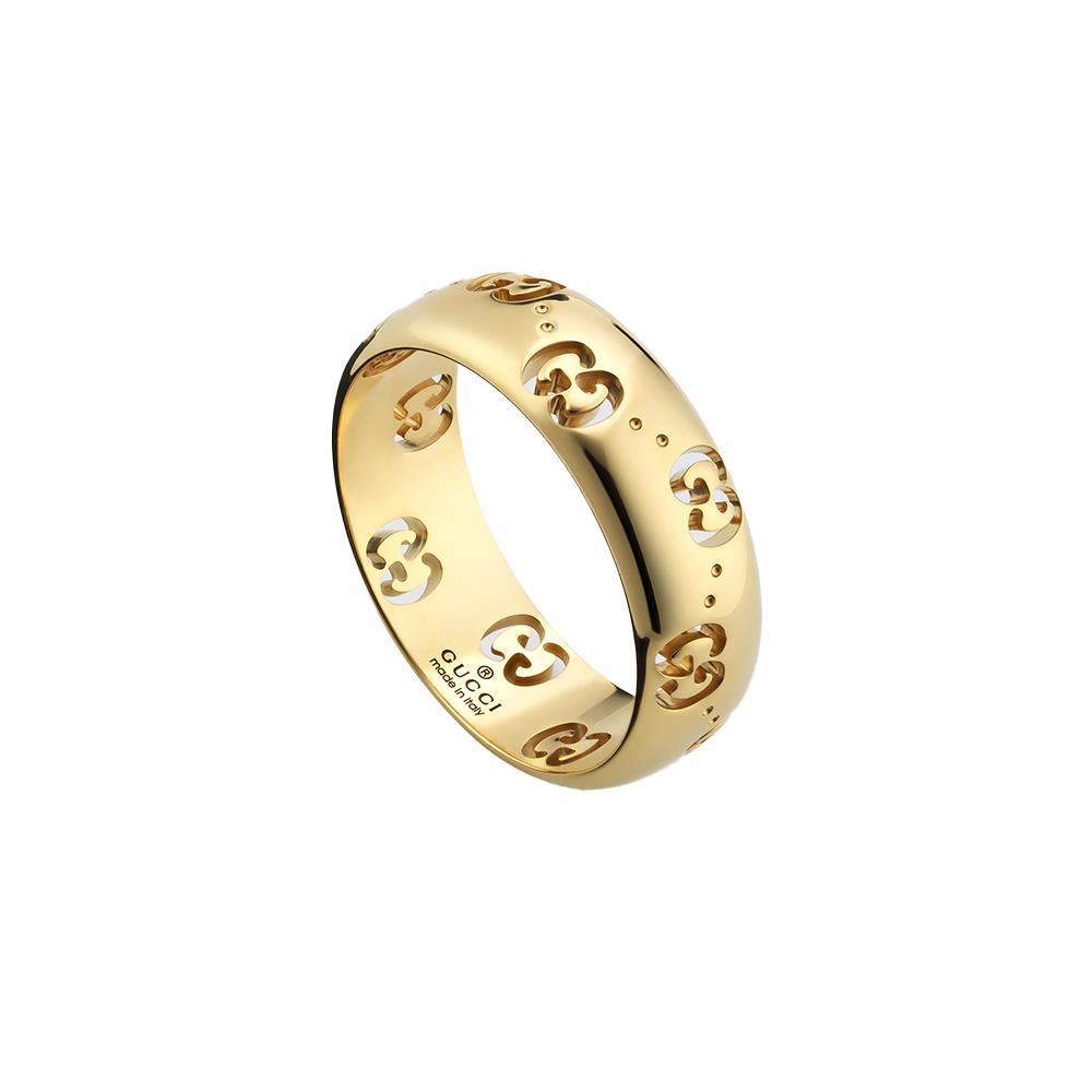 Anello Gucci Icon GG 18 carati Sottile in Oro Giallo