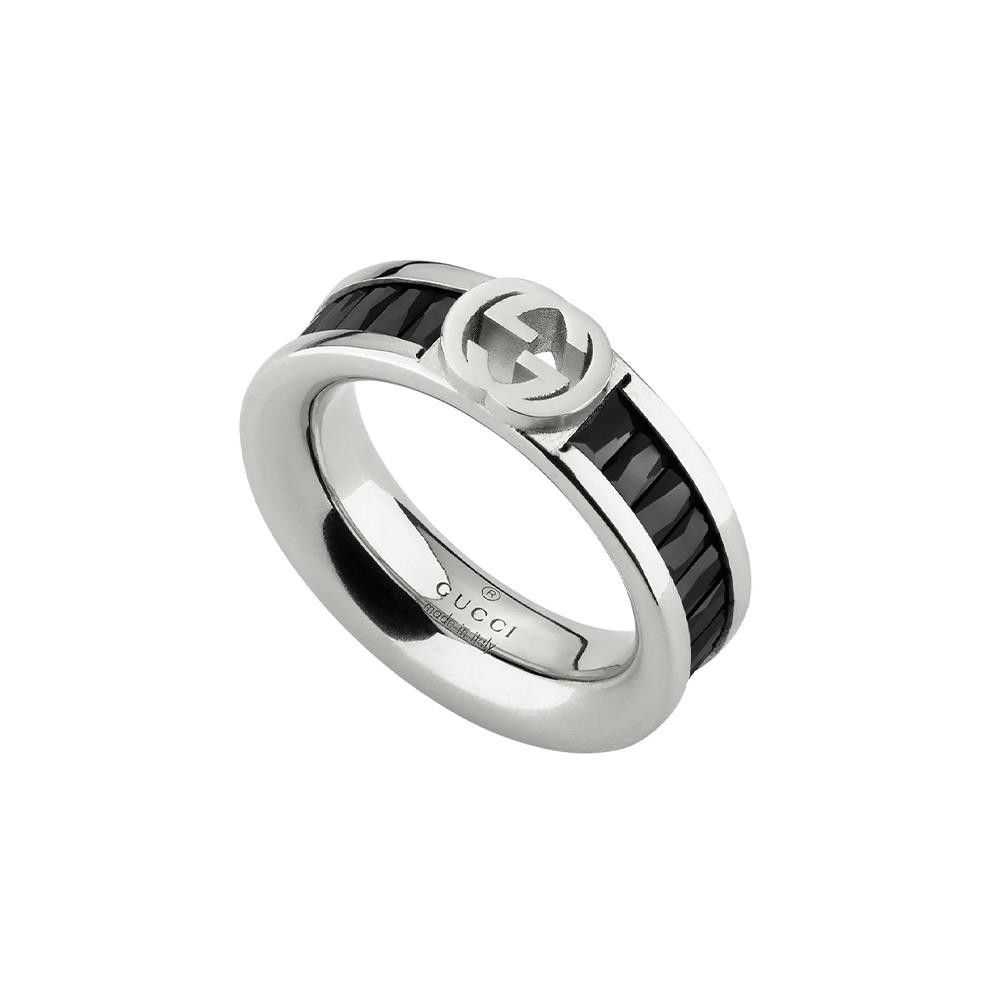 Anello Gucci Interlocking con cristalli