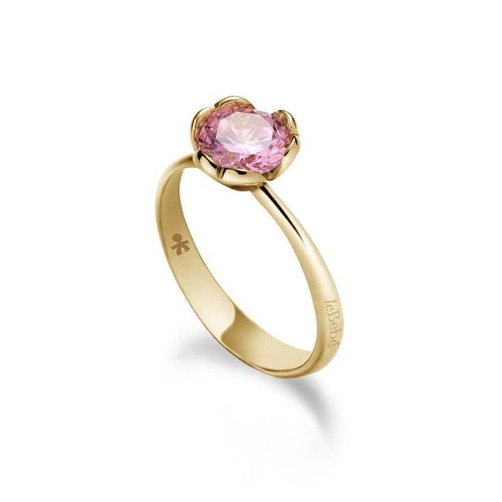 Anello Le Bebè “Lovely“ In Oro Giallo E Quarzo Rosa mis 16