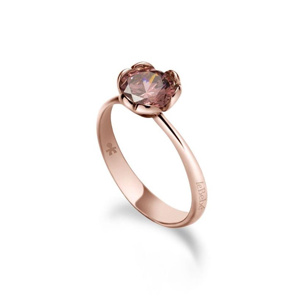 Anello Le Bebè “Lovely“ In Oro Rosa E Rodolite Bordeaux mis 14