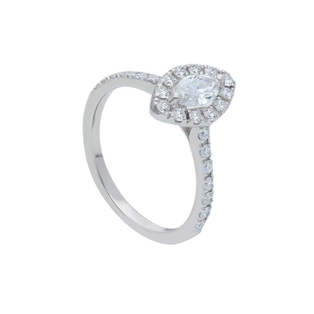 Anello Marquise in Oro Bianco 18 Kt e Diamanti