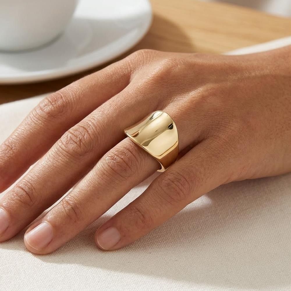 Anello Onde in Oro Giallo 18 Kt