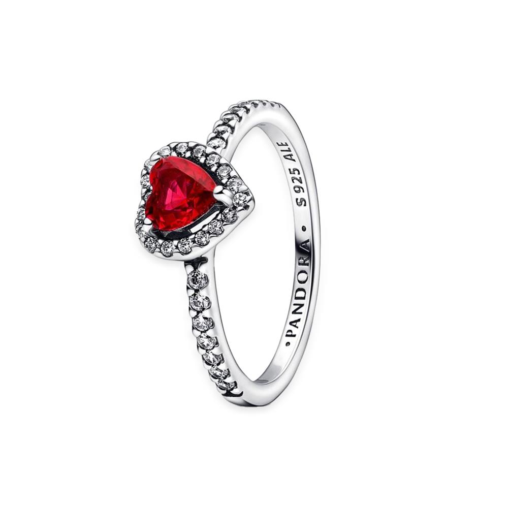 Anello Pandora Cuore in Rilievo Rosso