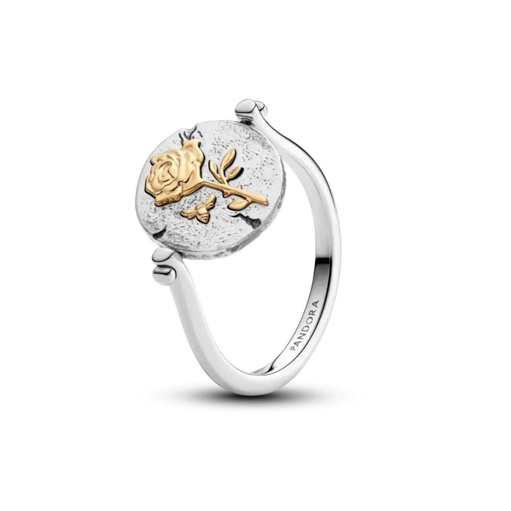 Anello Pandora Medallion Rosa "Rosa Inter Spinas Crescit" Reversibile