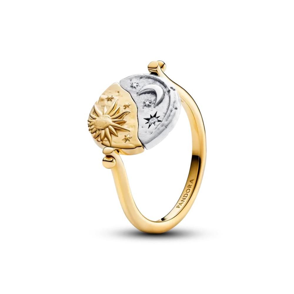Anello Pandora Medallion Sole e Luna "Per Aspera Ad Astra" Reversibile