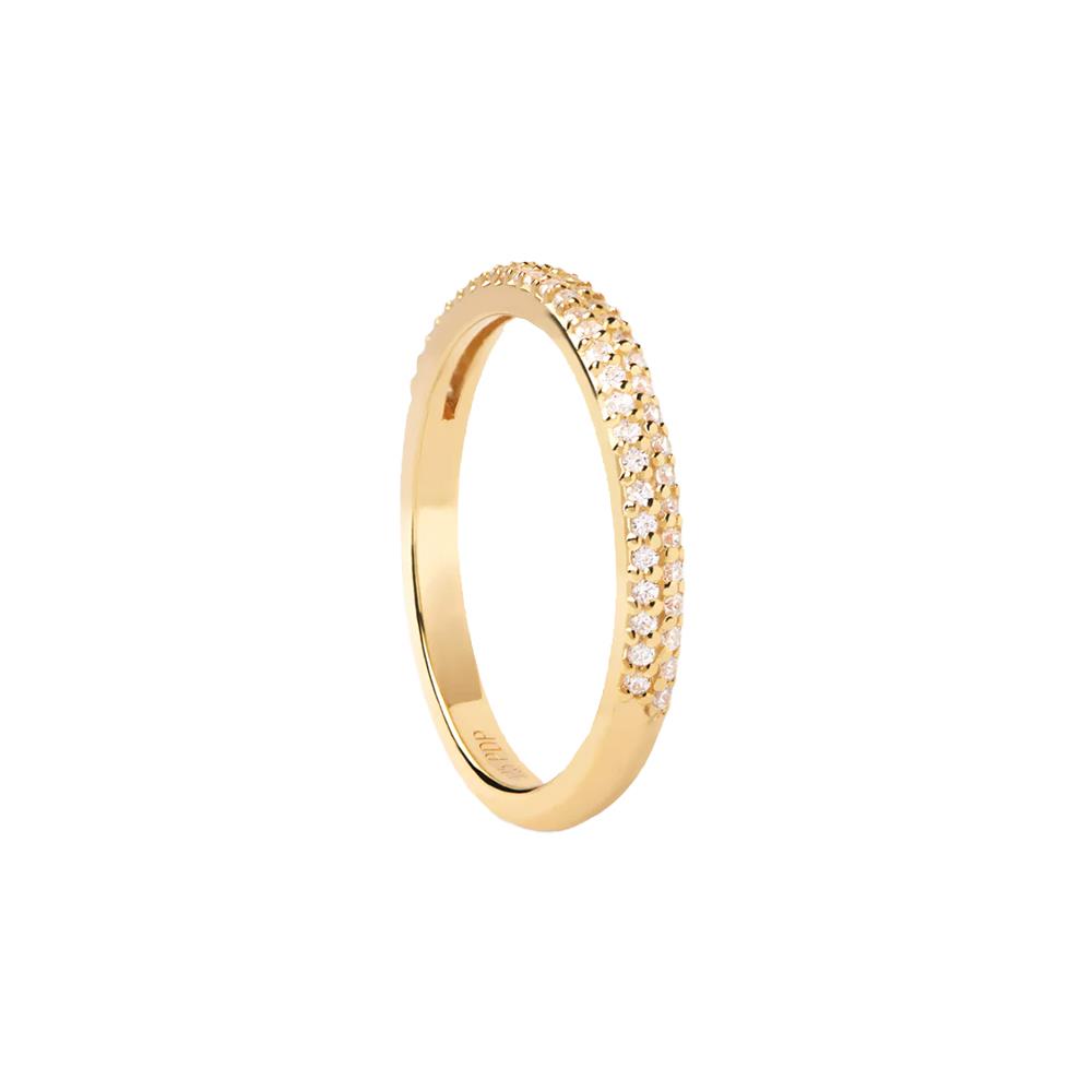 Anello PDPaola Tiara In Argento Placcato Oro con Zirconi Bianchi